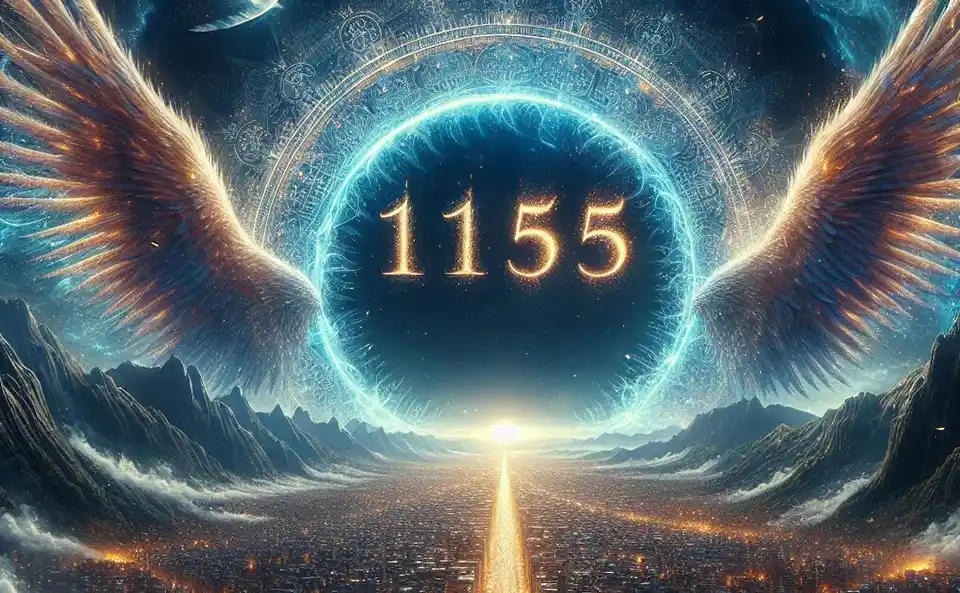 Représentation artistique du numéro d'ange 1155 sur un fond mystique