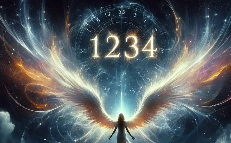 Ange avec le numéro 1234 symbolisant la guidance spirituelle et les nouveaux départs