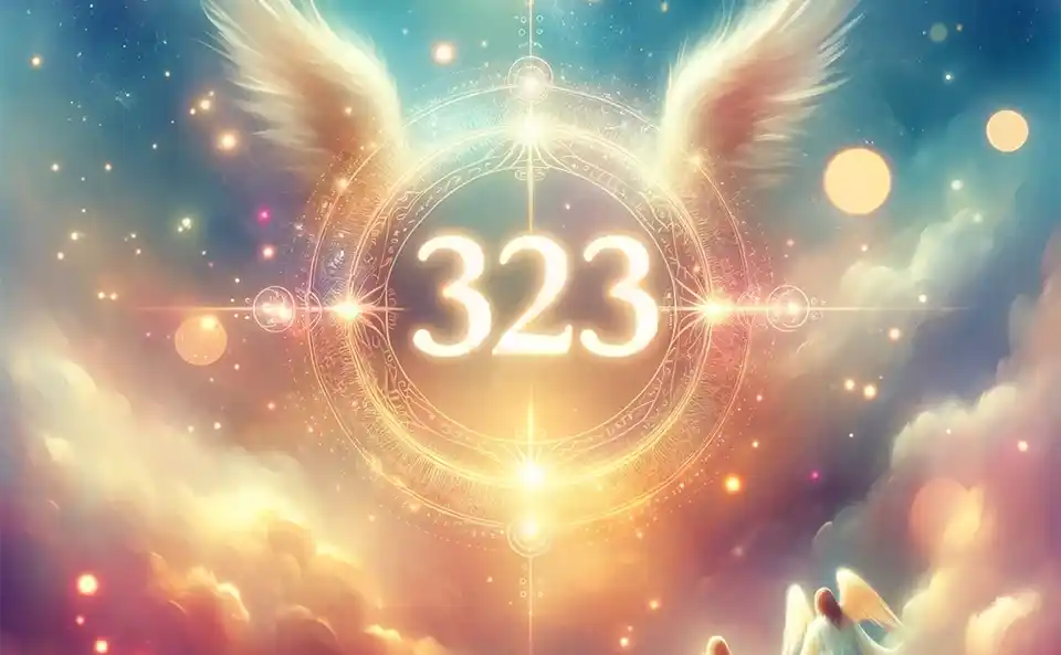 Numéro d'ange 323 dans un environnement céleste et paisible