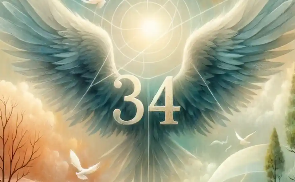 Numéro angélique 34 dans un environnement naturel symbolisant la paix et la guidance spirituelle
