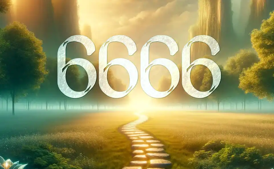 Figuras angélicas éthérées dans un royaume céleste avec le numéro 6666 brillant parmi les nuages et les étoiles.
