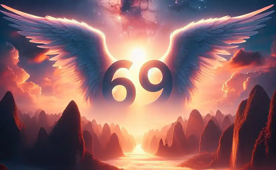 Représentation artistique et abstraite du numéro 69 en numérologie